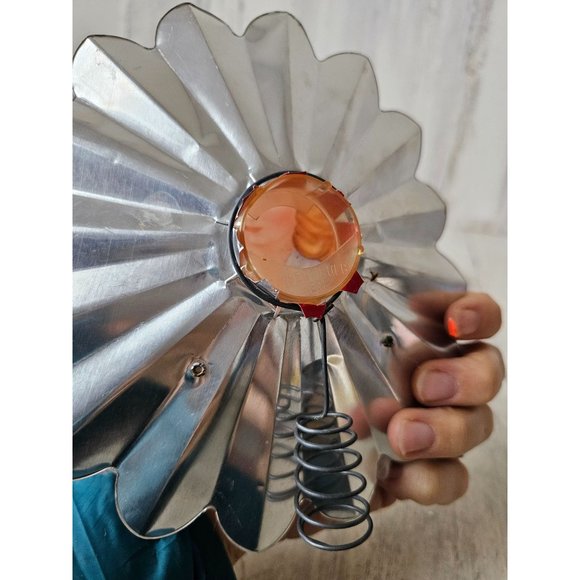 Vintage aluminum angel cherub red tree topper metal mini blow mold Xmas tree - Picture 6 of 11